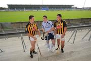 13 July 2009; Dublin captain Simon Lambert with Kilkenny's David Langton, left, and Shane Maher at Parnell Park ahead of the Bord Gais Energy GAA Leinster U21 Hurling Final. The match between Kilkenny and Dublin will take place in Parnell Park on this Wednesday at 7.30pm. Parnell Park, Dublin. Picture credit: Brendan Moran / SPORTSFILE