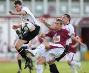 17 July 2009; Iarfhlaith Daveron, Galway United, in action against Ger Rowe and Alex Williams, Dundalk. League of Ireland Premier Division, Galway United v Dundalk, Terryland Park, Galway. Picture credit: Ray Ryan / SPORTSFILE
