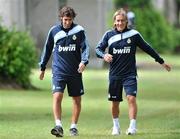 18 July 2009; Real Madrid's Raul, left, and Míchel Salgado before squad training. Real Madrid pre-season squad training, Carton House, Maynooth, Co. Kildare. Picture credit: David Maher / SPORTSFILE