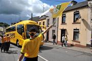 19 July 2009; Antrim fans greet the Tyrone team bus. GAA Football Ulster Senior Championship Final, Tyrone v Antrim, St Tighearnach's Park, Clones, Co. Monaghan. Picture credit: Brian Lawless / SPORTSFILE