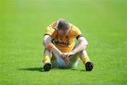 19 July 2009; Antrim's Aodhan Gallagher shows his disappointment after the match. GAA Football Ulster Senior Championship Final, Tyrone v Antrim, St Tighearnach's Park, Clones, Co. Monaghan. Picture credit: Brian Lawless / SPORTSFILE
