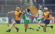 18 July 2009; Aoife Ryan, Clare, in action against Fiona Hickey, Limerick. Gala Senior Camogie Championship, Group 2, Round 3, Clare v Limerick, Cusack Park, Ennis, Co. Clare. Picture credit: Diarmuid Greene / SPORTSFILE