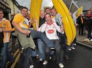 19 July 2009; Tyrone and Antrim fans on the way to the match. GAA Football Ulster Senior Championship Final, Tyrone v Antrim, St Tighearnach's Park, Clones, Co. Monaghan. Picture credit: Brian Lawless / SPORTSFILE