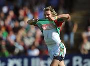 19 July 2009; Conor Mortimer celebrates the second Mayo goal by lifting his jersey to reveal his tribute to Michael Jackson. GAA Football Connacht Senior Championship Final, Galway v Mayo, Pearse Stadium, Salthill, Galway. Picture credit: Ray McManus / SPORTSFILE