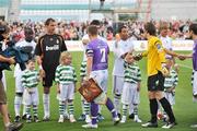 20 July 2009; Real Madrid players shake hands with Shamrock Rovers players before the start of the game. Soccer Friendly, Shamrock Rovers v Real Madrid, Tallaght Stadium, Dublin. Picture credit: David Maher / SPORTSFILE