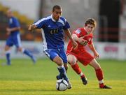 21 July 2009; Lewis Grabban, Millwall, in action against Richie Baker, Shelbourne. Soccer Friendly, Shelbourne v Millwall, Tolka Park, Drumcondra, Dublin. Picture credit: Brian Lawless / SPORTSFILE