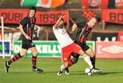 22 July 2009; Paul Keegan, Bohemians, in action against Sasa Ilic, FC Red Bull Salzburg. UEFA Champions League, Second Qualifying Round, 2nd leg, Bohemians v FC Red Bull Salzburg, Dalymount Park, Dublin. Picture credit: David Maher / SPORTSFILE