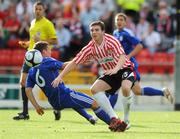 23 July 2009; Kevin Deery, Derry City, in action against Igors Kozlovs, Skonto Riga. Europa League, 2nd Qualifying Round, 2nd leg, Derry City v Skonto Riga, Brandywell, Derry. Picture credit: Oliver McVeigh / SPORTSFILE
