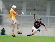 25 July 2009; Stephen Smyth, Antrim, in action against Tadgh Hardiman, Galway. ESB GAA Hurling All-Ireland Minor Championship Quarter-Final, Antrim v Galway, Parnell Park, Dublin. Picture credit: Damien Eagers / SPORTSFILE