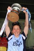 19 July 2009; Dublin captain Denise Masterson lifts the Mary Ramsbottom Memorial Cup. TG4 Ladies Football Leinster Senior Championship Final, Dublin v Kildare, Dr. Cullen Park, Carlow. Picture credit: Pat Murphy / SPORTSFILE