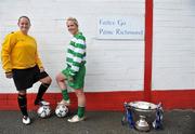 20 July 2009; St. Catherine's LFC captain Suzanne Heaps, left, and St. Francis LFC captain Korrine Kelly during a photocall ahead of the FAI Umbro Women's Senior Cup Final. Richmond Park, Dublin. Picture credit: David Maher / SPORTSFILE