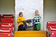 20 July 2009; Sue McAuley, left, St. Catherine's LFC, with Rebecca Dowlin, St. Francis LFC, during a photocall ahead of the FAI Umbro Women's Senior Cup Final. Richmond Park, Dublin. Picture credit: David Maher / SPORTSFILE