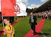 19 July 2009; Henry Downey, Derry, during the parade of All Ireland Captains before the GAA Football Ulster Senior Championship Final, Tyrone v Antrim, St Tighearnach's Park, Clones, Co. Monaghan. Picture credit: Oliver McVeigh / SPORTSFILE