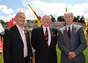 19 July 2009; Brian McEniff, Sean O'Neill and Jim McKeever during the parade of All Ireland Captains as part of the 125 celebrations before the GAA Football Ulster Senior Championship Final, Tyrone v Antrim, St Tighearnach's Park, Clones, Co. Monaghan. Picture credit: Oliver McVeigh / SPORTSFILE