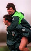 5 November 1996; Roy Keane, top, and Alan McLoughlin during a Republic of Ireland Training Session at the AUL Sports Complex in Dublin. Photo by David Maher/Sportsfile