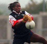 25 September 1998; Sharon Edgecombe Casey of North America Board in action against London during the Ladies Final of the Irish Holidays International Football Festival at Parnell Park in Dublin. Photo by David Maher/Sportsfile