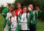 19 June 1998; In attendance at the Telecom Eireann Special Olympics Ireland National Games Sponsorship Announcement at UCD in Dublin are, Special Olympics Athletes, from left, Ann O'Brien, Darren Colhoun, Yvonne Harkin, and Darragh Roulston, all from Donegal, alongside Aine Burke, Sponsorship Manager of Telecom Eireann. Photo by Sportsfile