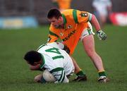 26 November 2000; Stephen Maguire of Fermanagh in action against Mark O'Reilly of Meath during the Allianz National Football League Division 1B match between Meath and Fermanagh at Pairc Tailteann in Navan. Photo by Aoife Rice/Sportsfile