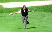 4 July 1997; Sam Torrance of Scotland acknowledges the crowd on the 18th fairway after his shot hit a rock and landed on the green during the second round of the Murphy's Irish Open Golf Championship at Druid's Glen Golf Club in Wicklow. Photo by Brendan Moran/Sportsfile