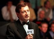 26 March 1998; RTE Commentator Tony O'Donoghue during the Benson and Hedges Irish Masters Snooker Quarter-Final between John Higgins and Steve Davis at Goffs in Kill, Kildare. Photo by Matt Browne/Sportsfile