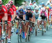 12 July 1998; The Peloton makes it's way through Rathdrum during the 1998 Tour de France - Stage 1 in Dublin. Photo by Brendan Moran/Sportsfile