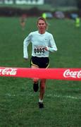 7 January 2001; Colleen de Reuck of South Africa crosses the finish line to win the Women's International race during the 2001 Ras na hEireann in Dunleer, Louth. Photo by Brendan Moran/Sportsfile