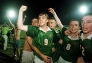 23 July 1998; Republic of Ireland captain Barry Quinn, centre, celebrates with team-mates after his side's victory over Cyprus in the UEFA European Under-18 Championship Group B match between Republic of Ireland and Cyprus at Municipal Stadium in Ayia Napa, Cyprus. Photo by David Maher/Sportsfile