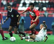 27 August 1998; Brian Barry Murphy of Cork City in action against Serhiy Zakarlyuka of CSKA Kyiv during the UEFA Cup Winners' Cup Qualifying Round 2nd Leg match between CSKA Kyiv and Cork City at Dynamo Stadium in Kiev, Ukraine. Photo by Matt Browne/Sportsfile