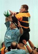 5 December 1998; Brian Rigney of Buccaneers wins the ball in a lineout ahead of Graham Heaslip of Galwegians during the AIB All-Ireland League Division 1 match between Galwegians and Buccaneers at Dubarry Park in Athlone. Photo by Matt Browne/Sportsfile