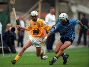 23 July 2000; Darren Quinn of Antrim in action against Niall O'Driscoll of Dublin during the All-Ireland Minor Hurling Championship Quarter-Final match between Dublin and Antrim at Croke Park in Dublin. Photo by Ray Lohan/Sportsfile
