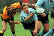 5 December 1998; Diarmuid Reddan of Galwegians gets the ball away under pressure from Stephen McIvor of Buccaneers during the AIB All-Ireland League Division 1 match between Galwegians and Buccaneers at Dubarry Park in Athlone. Photo by Matt Browne/Sportsfile
