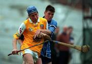 23 July 2000; Kevin McGourty of Antrim in action against Dublin during the All-Ireland Minor Hurling Championship Quarter-Final match between Dublin and Antrim at Croke Park in Dublin. Photo by Ray Lohan/Sportsfile