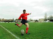 12 December 1998; Killian Keane practises his kicking during Munster Rugby Squad Training at Stade Selery in Toulouse, France. Photo by Matt Browne/Sportsfile