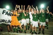 23 July 1998; Republic of Ireland players celebrate their victory over Cyprus the UEFA European Under-18 Championship Group B match between Republic of Ireland and Cyprus at Municipal Stadium in Ayia Napa, Cyprus. Photo by David Maher/Sportsfile