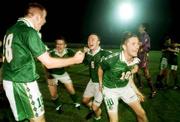 23 July 1998;  Republic of Ireland players including Robbie Keane,10, Ger Crossley, 8, and Richard Dunne celebrate at the final whistle following their victory over Cyprus in the UEFA European Under-18 Championship Group B match between Republic of Ireland and Cyprus at Municipal Stadium in Ayia Napa, Cyprus. Photo by David Maher/Sportsfile