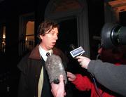 27 November 2000; John Delaney, Waterford United and FAI National Council Member is pictured speaking to media following an FAI National Council Meeting at FAI Headquarters on Merrion Square in Dublin. Photo by David Maher/Sportsfile