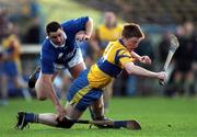 26 November 2000; Niall Gilligan of Sixmilebridge in action against Gary Gater of Mount Sion during the AIB Munster Senior Hurling Club Championship Final match between Sixmilebridge and Mount Sion at Semple Stadium in Thurles, Tipperary. Photo By Brendan Moran/Sportsfile