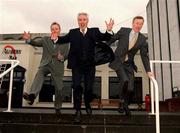 10 January 2000; Dr Jim McDaid, TD, Minister for Sport, Tourism and Recreation, centre, alongside, Tony Donegan, Bord Failte, left, and Nick Davis, AAI President, at the launch of the IAAF World Cross Country Championships which will be held at Leopardstown Racecourse in Dublin. Photo By Brendan Moran/Sportsfile