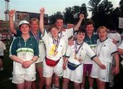 4 July 1999; Fiona Hughes, Castlebar, Co Mayo, the 'unified' Bowler, Collette McTeague, Castlebar, Co Mayo, Catriona Ryan, Enniscrone, Co Sligo who took Gold and Silver in swimming, Patrick Howard, Ballina, Co Mayo, who  took Gold  in the Shot Putt, Agnes Melvin, Ballina, Co Mayo, who took Gold in Basketball, Agnes McGee, Castlebar, who took Bronze in Bowling and Basketball Coach Patricia Naylor pictured at the Closing Ceremony. 1999 Special Olympics World Summer Games in Raleigh, North Carolina, USA. Photo by Ray McManus/Sportsfile