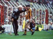 8 August 1993; Kilkenny manager Ollie Walsh in conversation with DJ Carey of Kilkenny during the All-Ireland Senior Hurling Championship Semi-Final match between Kilkenny and Antrim at Croke Park in Dublin. Photo by Ray McManus/Sportsfile