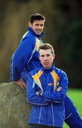 10 January 2000; Athletes Seamus Power, right, and Peter Matthews at the launch of the IAAF World Cross Country Championships which will be held at Leopardstown Racecourse in Dublin. Photo By Brendan Moran/Sportsfile