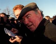 14 January 2001; Trainer Pat Hughes after Grinko, with Charlie Swan up, won the Pierse Hurdle Handicap during Horse Racing from Leopardstown Racecourse in Dublin. Photo By Brendan Moran/Sportsfile