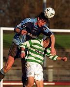 14 January 2001; Clive Delaney of UCD in action against Tony Grant of Shamrock Rovers during the Eircom League Premier Division match between Shamrock Rovers and UCD at Morton Stadium in Santry, Dublin. Photo by Ray Lohan/Sportsfile
