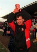14 January 2001; Longford Town manager Stephen Kenny celebrates following the Eircom League Cup Second Round Replay match between Cork City and Longford Town at Turners Cross in Cork. Photo by David Maher/Sportsfile
