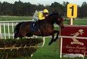 29 December 1999; Derrymoyle, with Paul Carberry up, jumps a hurdle first time round during The AIB Agri Business December Festival Hurdle during Day Four of the Leopardstown Christmas Festival at Leopardstown Racecourse in Dublin. Photo by Damien Eagers/Sportsfile