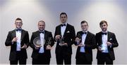 6 November 2015; Fermanagh players, from left, Daniel Teague, John Duffy, Declan McGarry, David Teague and  Ciaran Corrigan with their Lory Meagher Champions 15 Awards at the GAA GPA All-Star Awards 2015 Sponsored by Opel. Convention Centre, Dublin. Picture credit: Piaras Ó Mídheach / SPORTSFILE