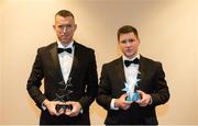 6 November 2015; Down's Fintan Conway, left, and Danny Toner with their Christy Ring Champions 15 Awards at the GAA GPA All-Star Awards 2015 Sponsored by Opel. Convention Centre, Dublin. Picture credit: Piaras Ó Mídheach / SPORTSFILE