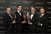 6 November 2015; Kerry award winners, left to right, Kevin Enright, representing his brother Shane, Anthony Maher, Donnchadh Walsh, and Brendan Kealy, with their GAA GPA All-Star Awards at the GAA GPA All-Star Awards 2015 Sponsored by Opel. Convention Centre, Dublin. Photo by Sportsfile