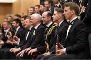 6 November 2015; Donnchadh Walsh, right, Kerry, sits with members of the All-Star Football team as they pose for their official team photograph at the GAA GPA All-Star Awards 2015 Sponsored by Opel. Convention Centre, Dublin. Picture credit: Brendan Moran / SPORTSFILE