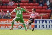 26 July 2009; Ruaidhri Higgins, Derry City, in action against Fahrudin Kudusovic, Cork City. League of Ireland Premier Division, Derry City v Cork City, Brandywell, Derry. Picture credit: Oliver McVeigh / SPORTSFILE